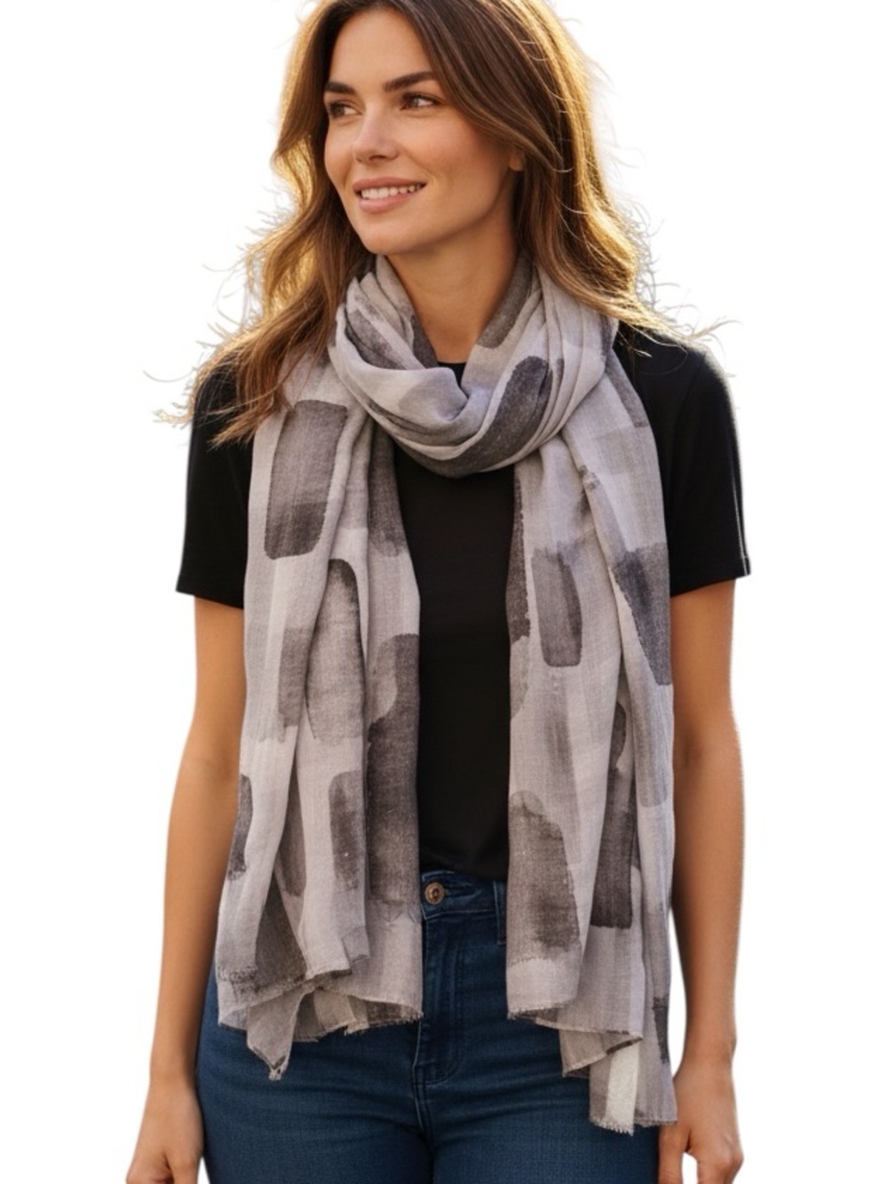 NORDSTROM RACK: NWT Grey Combo Fringe Scarf